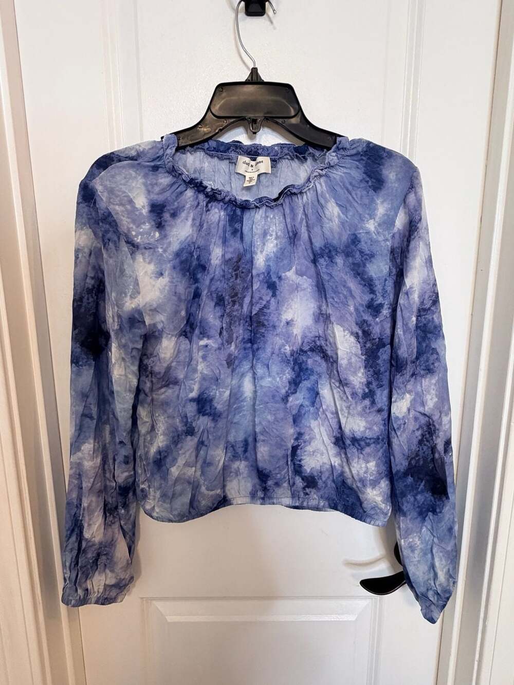 Cloth & Stone Anthropologie Blouse Size S Blue Tie Dye